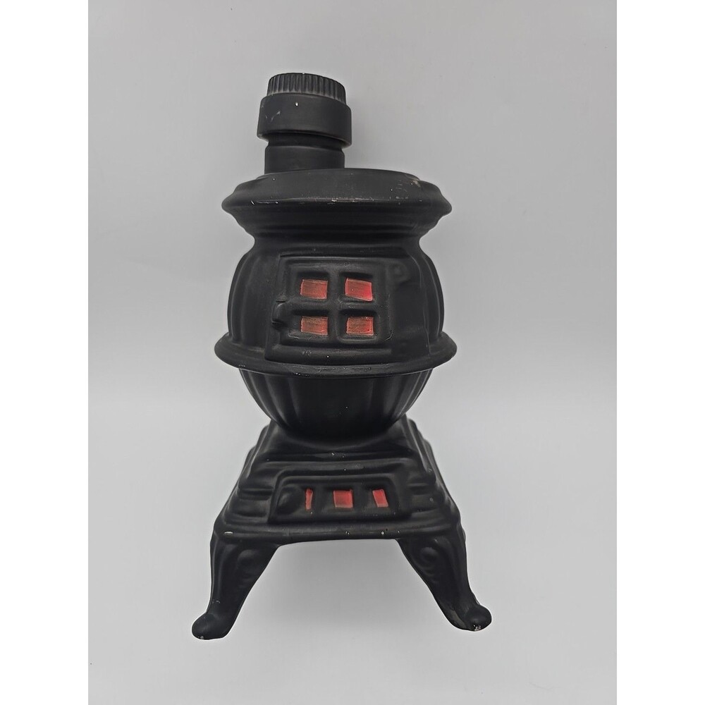 Vintage 1968 Ezra Brooks Pot Belly Stove Decanter Whiskey Bottle Empty